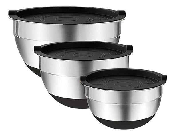 Set 3 Bowls con Tapa Acero Inoxidable Antideslizante Simplit-0