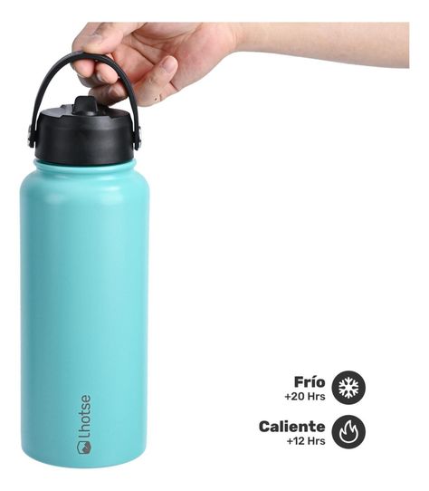 Botella Térmica Hydro Celeste 960ml + 2 Tapas Lhotse-2
