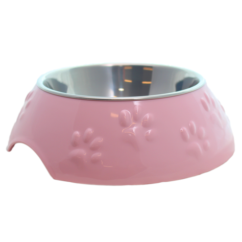 Plato Huellitas Rosado Para Perro M Mascan Color Rosado-0