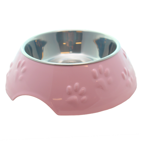 Plato Huellitas Rosado Para Perro M Mascan Color Rosado-1