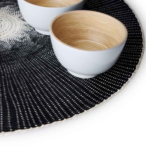 Set 2 Individuales Tahití Circular Negro/Blan BVS-2