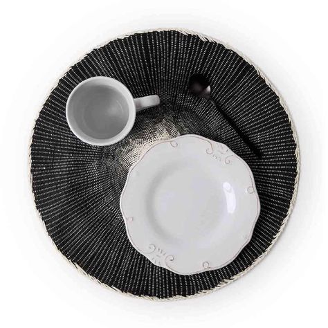 Set 2 Individuales Tahití Circular Negro/Blan BVS-3