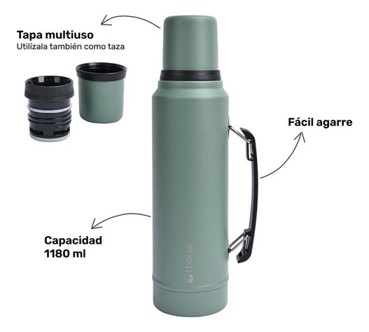 Termo Liquido Classic 1,3 lts + Mate Bombilla Lhotse Green-2