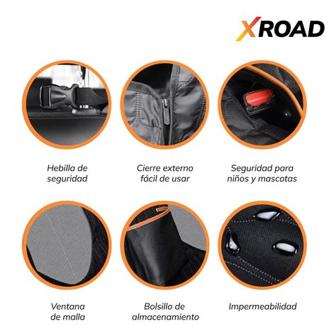 Funda Cubre Asiento de Auto Impermeable Mascotas Negra Xroad-3