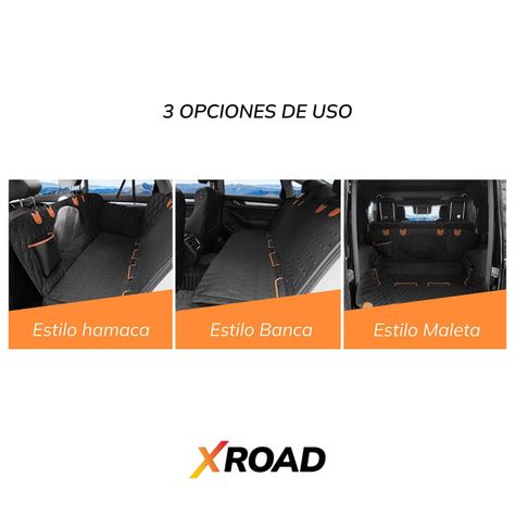 Funda Cubre Asiento de Auto Impermeable Mascotas Negra Xroad-6