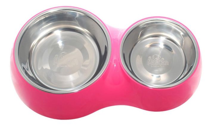 Plato Comida Agua Fucsia Para Perro L Mascan-0