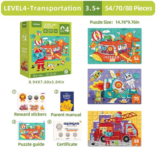 Level Up Puzzles Nivel 4 Vehiculos 3 Puzzles Mideer-1