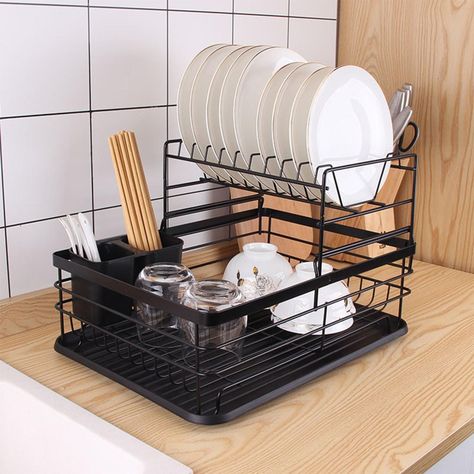 Secaplatos Escurridor 2 Niveles Acero Inox Negro Simplit-2