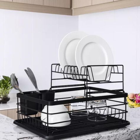 Secaplatos Escurridor 2 Niveles Acero Inox Negro Simplit-3