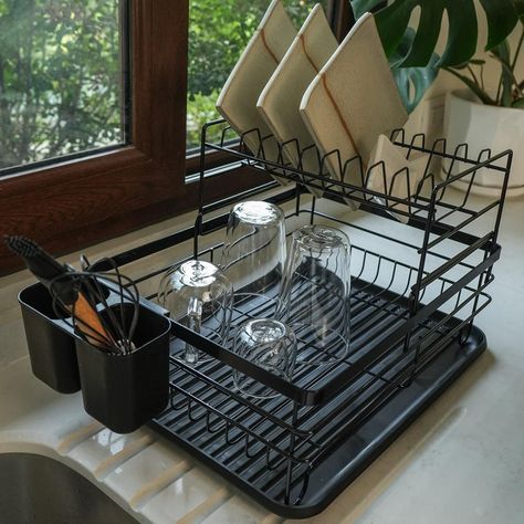 Secaplatos Escurridor 2 Niveles Acero Inox Negro Simplit-4