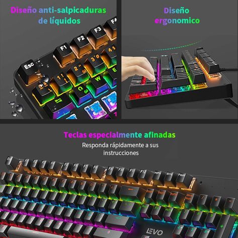 Teclado Mecánico Gamer Storm RGB QWERTY Retroiluminado Levo-4