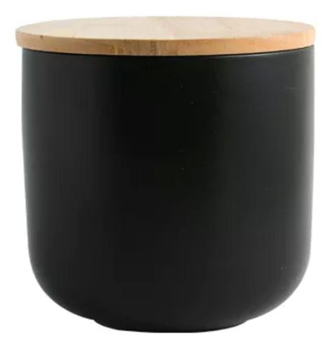 Pack 2 Contenedores Cerámica Tapa Madera S Negro Simplit-1