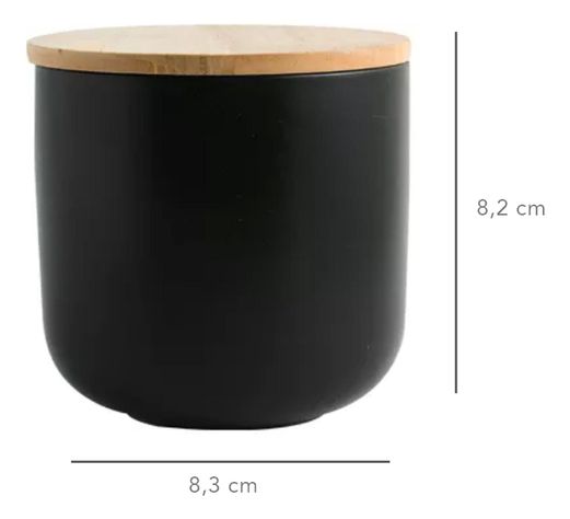 Pack 2 Contenedores Cerámica Tapa Madera S Negro Simplit-2