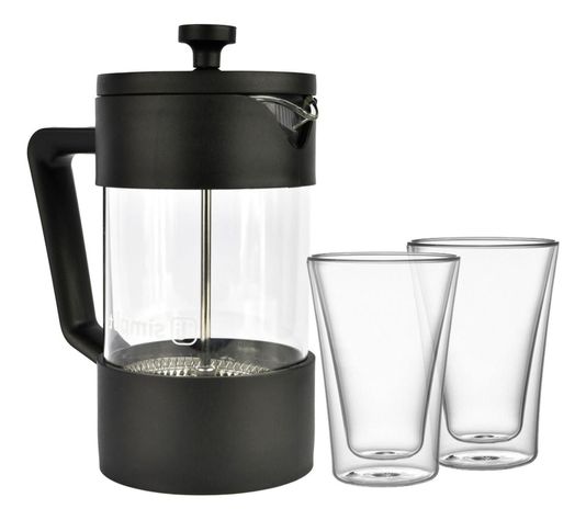 Pack Cafetera Francesa 600ml + Set 2 Vasos 400 Ml Simplit-0