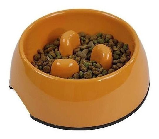 Plato Melamina Anti-ahogo Talla Xl Naranjo Perro Mascan-0