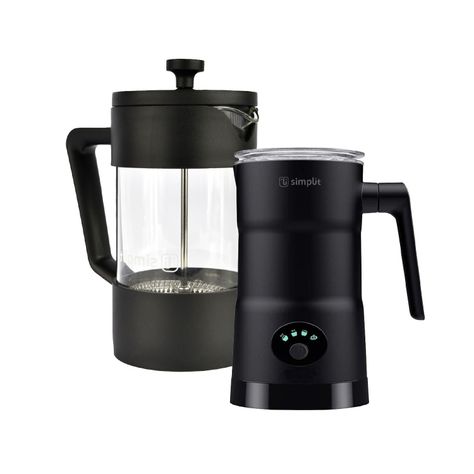 Pack Cafetera Francesa + Espumador 4 En 1 Negro Simplit-0