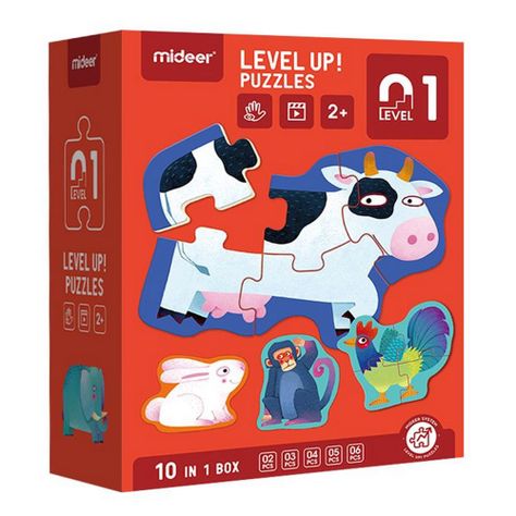 Level Up Puzzles Nivel 1 Animales 10 Puzzles Mideer-1