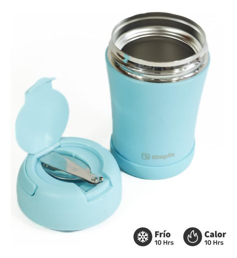 Termo Comida 400ml Azul Cuchara Acero Inox Simplit-3