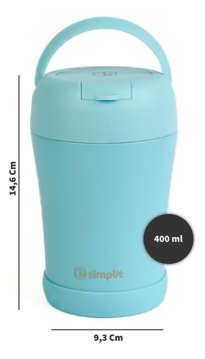 Termo Comida 400ml Azul Cuchara Acero Inox Simplit-4