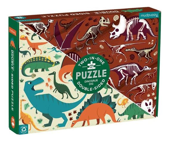 Puzzle 100Pcs Doble Dinosaurios Mudpuppy-0