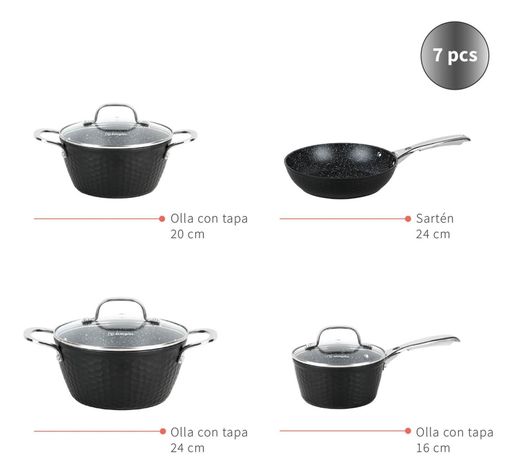 Batería de Cocina Antiadherente Black Copper 7 Pzs Simplit-3