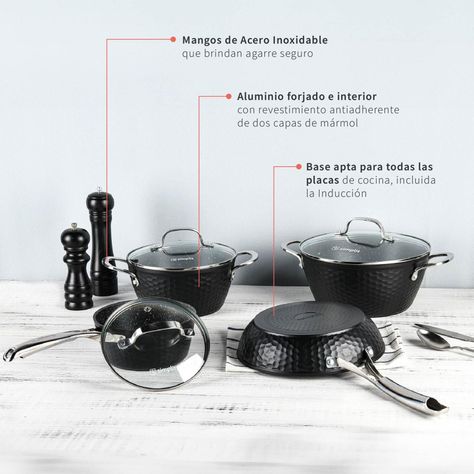 Batería de Cocina Antiadherente Black Copper 7 Pzs Simplit-4