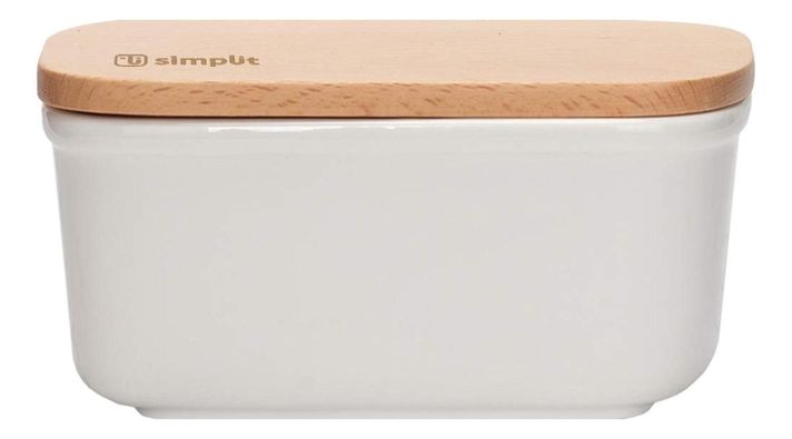 Mantequillero de Cerámica Tapa Bamboo 300 ml Simplit-0