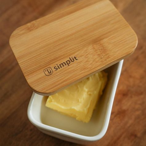 Mantequillero de Cerámica Tapa Bamboo 300 ml Simplit-4