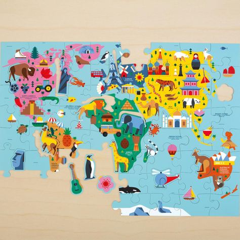 Puzzle 78Pcs Geografia Mapa Del Mundo Mudpuppy-3