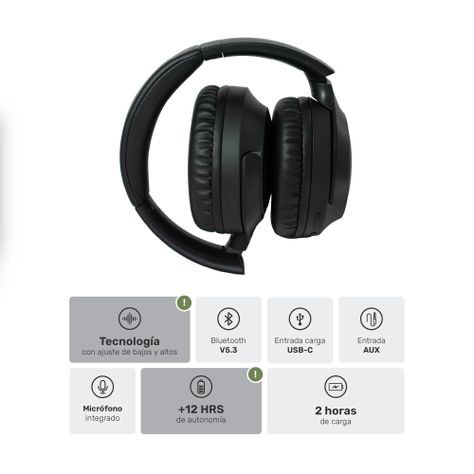 Audifonos Bluetooth Inalambricos Over Ear WavePro Black-2