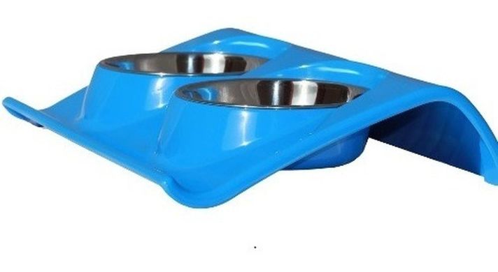 Plato Melamina Doble Z Talla M Azul Perro Mascan-1