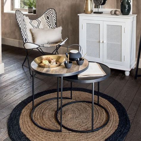 Alfombra Yute Redonda Con Borde Negro 120 cm Atmosphera-1