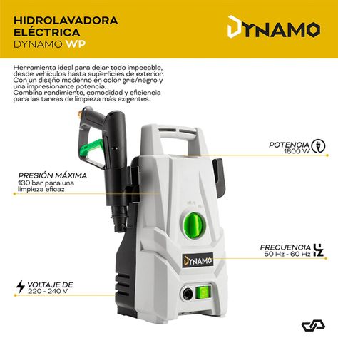 Hidrolavadora eléctrica Dynamo WP 1800w 130bar 220/240V 60Hz-1