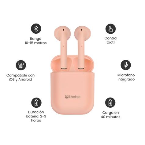Pack Smartwatch Lhotse Live 206 42mm Pink + Audifono RM12-6