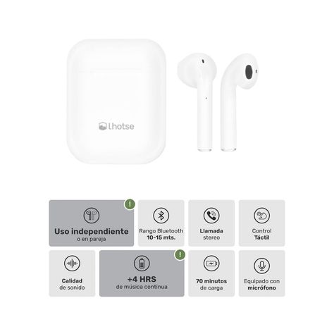 Audífonos Lhotse Bluetooth Inalámbrico Rm12 Blanco-3