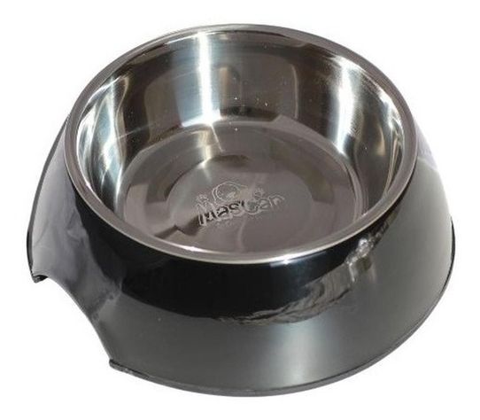 Plato Melamina Sólido Redondo Negro Talla S Perro-0