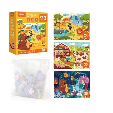 Level Up Puzzles Nivel 3 Habitats Naturales 3 Puzzles Mideer-0