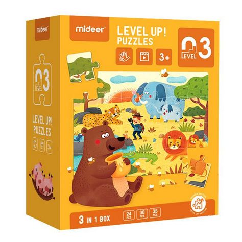 Level Up Puzzles Nivel 3 Habitats Naturales 3 Puzzles Mideer-1