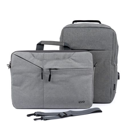 Mochila con Puerto USB 15" + Funda Notebook Gris 15,6" LEVO-0