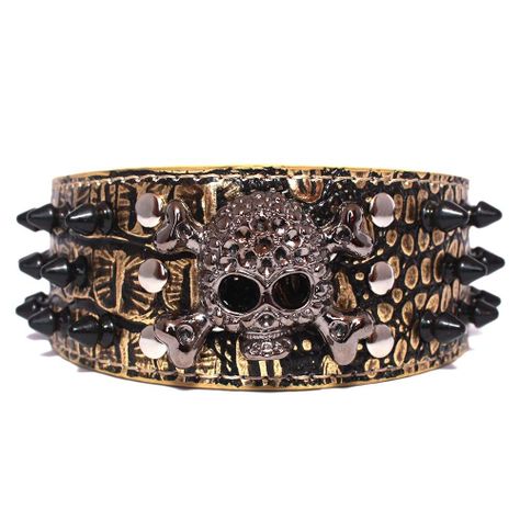 Collar Perro Calavera Puntas Redondas 2xl Dorado Mascan-0