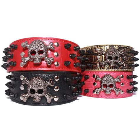 Collar Perro Calavera Puntas Redondas 2xl Dorado Mascan-2