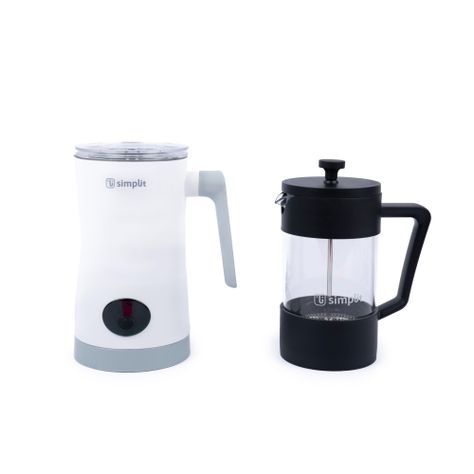 Pack Cafetera Francesa + Espumador 4 En 1 Blanco Simplit-0