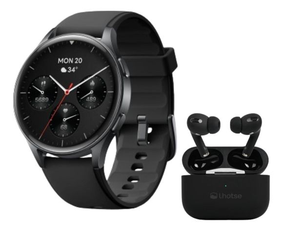 Pack Smartwatch Lhotse Vibe 05 Black + Audífonos Negro-0