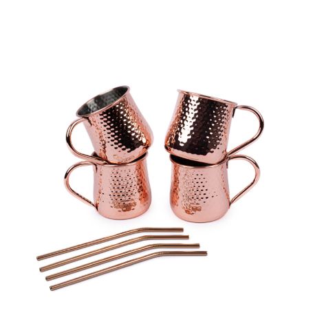 Set 4 Vasos Moscow Mule Mojito Mug Cobre + Bombillas Simplit-1