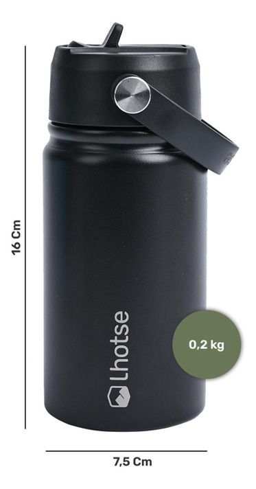 Botella Térmica Niño Hydro 360ml Negro + 2 Tapas Lhotse-4