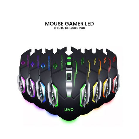 Mouse Gamer Inalámbrico 6 botones Luz Led Levo-4
