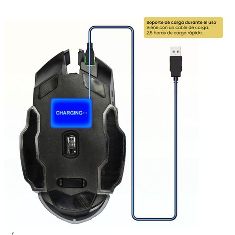 Mouse Gamer Inalámbrico 6 botones Luz Led Levo-5