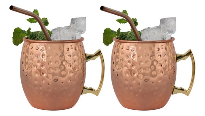 Set 2 Vasos Moscow Mule Mug Cobre + Bombillas Simplit-1