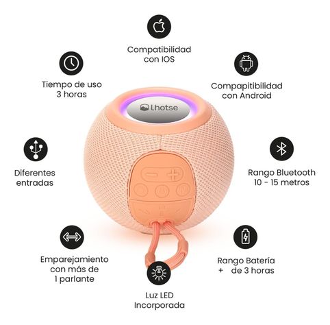 Parlante Portátil Bluetooth Lhotse Bounce Pink-1