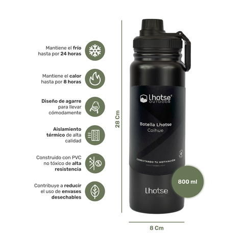 Pack Bolso Impermeable 30LT Negro + Botella Coihue Lhotse-4